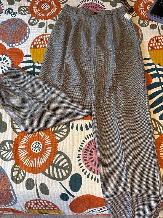 Giorgio Sant Angelo Pants - Sant’Angelo wool checkered black and white with red line trousers wide leg